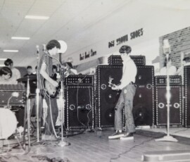 Bruce, Danny and Watson at the Rock Hill Mall (Summer 1970). Andrews Music (later Waldrop and Sullivan Music) sponsored the Battle of the Bands on Saturdays and provided the Kustom amplifiers and PA system for the events.