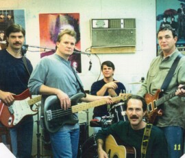 The Rockunes became King Mixer for our 1997 album. The lineup above, from left: Brent Guyton, Gregg Sizemore, Bruce Stevenson, Thomas Horton, Danny Stevenson. Photo taken at Gregg's house (garage) on Norwood Ave in Rock Hill.