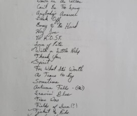 Early song list for Hereafter (ca 1969) - features many originals